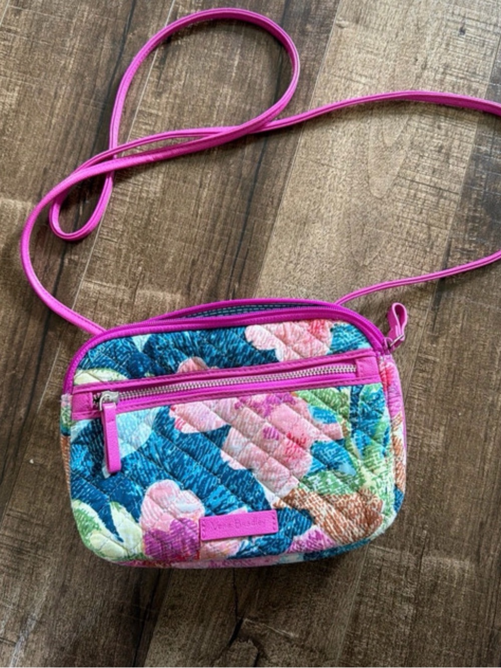 Quilted Floral Crossbody Bag in Pink and Multicolor